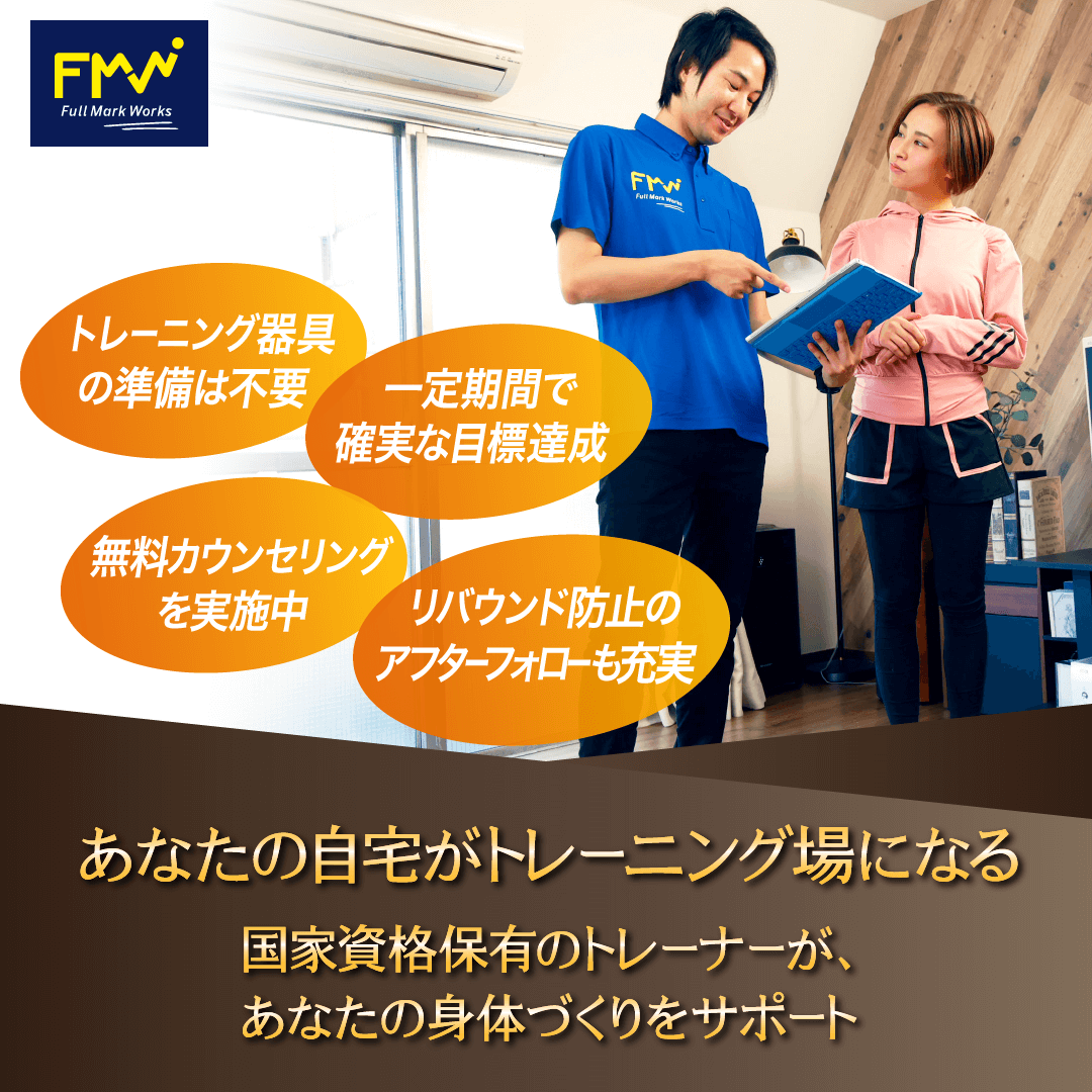 自宅訪問専門のパーソナルトレーニングのWEBバナー 2/3